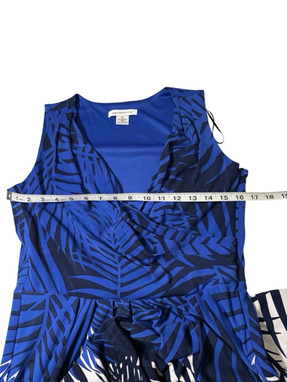Liz Claiborne Maxi Dress Tropical Palm Print Size M Sleeveless Coastal Resort - Picture 12 of 13